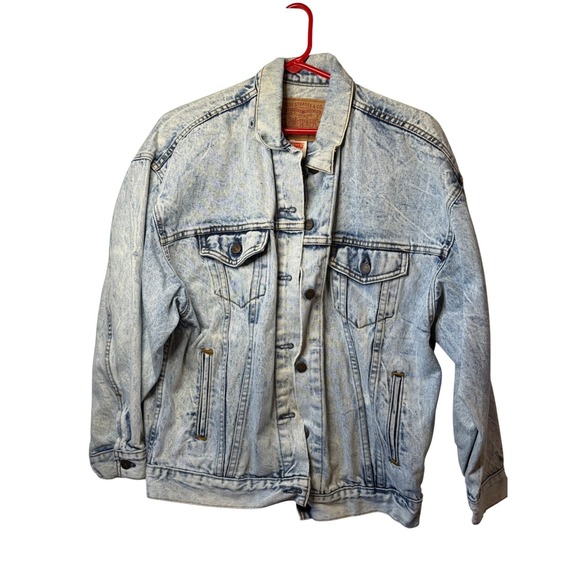 Levi's Jackets & Blazers - VTG LEVIS Acid Wash Denim Trucker Jacket USA Distressed Rips Women Medium Casual